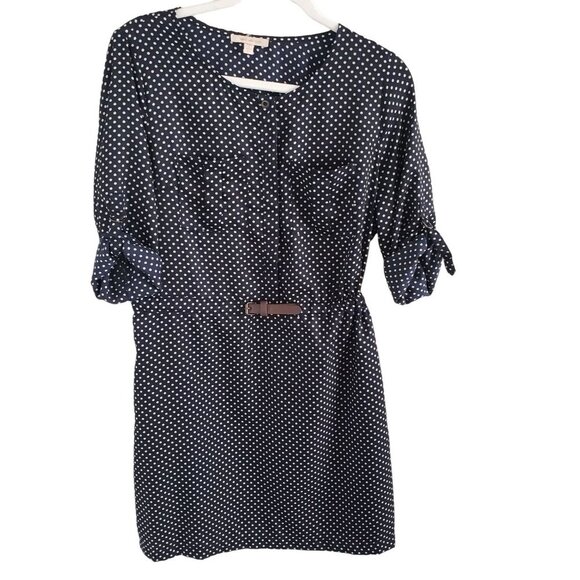 Skies Are Blue Dresses & Skirts - Skies are Blue woman size M  Navy with Polka dots Delaine Belted Shirt dress